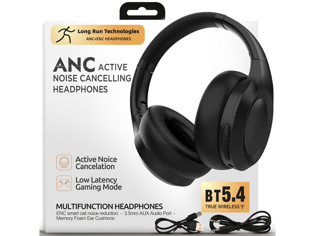 Active Noise Cancelling Headphones, Bluetooth Over Ear, Hi-Fi Stereo,100H Playback Time, High-Resolution Audio, Water Resistant, Deep Bass, Memory...