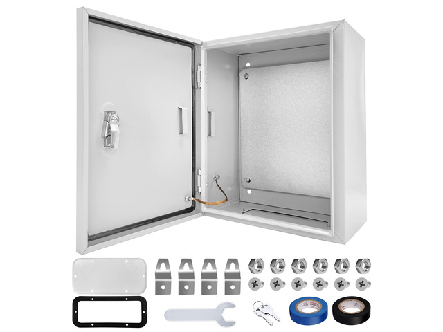 Electrical Junction Box 12x10x6, NEMA 4X IP66 Steel Enclosure Box 1.5mm steel with lock and rustproof coating. Mounting plate included for indoor...