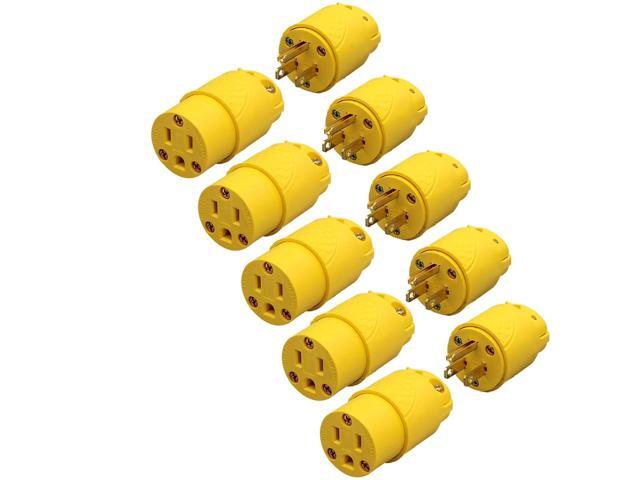 Electrical Replacement Plug & Connector Set, Extension Cord Ends Male and Female, 15A 125V, Straight Blade Plug Grounding Type, NEMA 5-15P & 5-15R,...