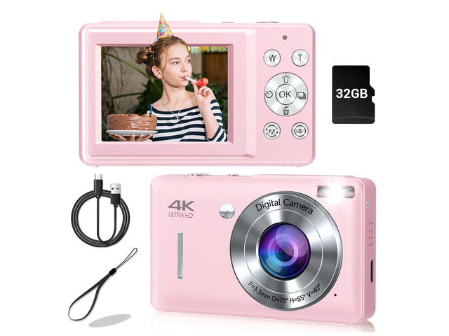 Digital Camera, 44MP Compact Camera, FHD 1080P Point and Shoot Digital Cameras with 16X Zoom, Face Detect, Smile Capture, Anti Shake, for Boys...