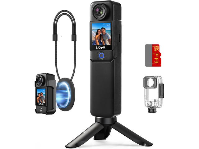 C300 64GB 4K VLOGGING Camera with 7Hour Power Grip,Body POV Camera 6axis Stabilization for daily Vlogs of Content Creators,Chest Werable for...
