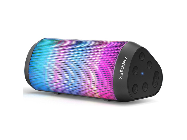 Portable Bluetooth Speaker Powerful HD Loud Sound, LED Lights, IPX4 Wateproof, 24H Playtime, Wireless TWS Pairing, Built-in Mic, for...