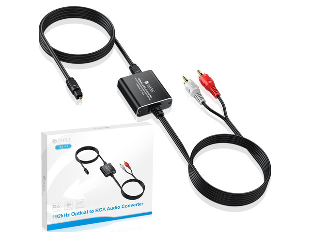 Professional 192KHZ Optical to RCA Audio Adapter-7 FT Cable Long DAC Chip-Easy to Setup-Aluminum Shell-For HDTV/Blu-ray/DVD/Gaming Consoles to...