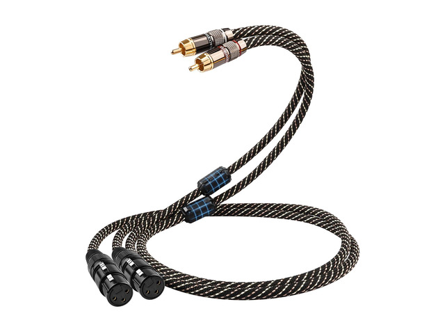 RCA to XLR Cable 1.64FT, 2-Pack Male RCA to Female XLR Adapter Cables with OFC Core, Gold-Plated Connectors, Nylon Braid, HiFi Audio Cable for...