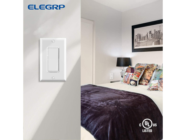 4 Way Decorator Light Switch, 15A 120-277V, Paddle Rocker Replacement, On/Off Wall Switch, Self-Grounding, Residential Grade, Screw Wall Plate,...