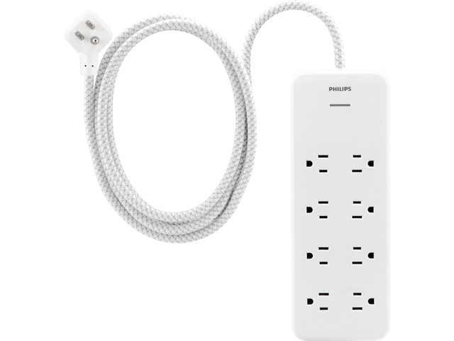 Surge Protector Power Strip, 8 Ft Braided Extension Cord 8 Outlet Extender (Wide Spaced), 2160 Joules, Flat Plug, Wall Mount, Home Office Dorm...