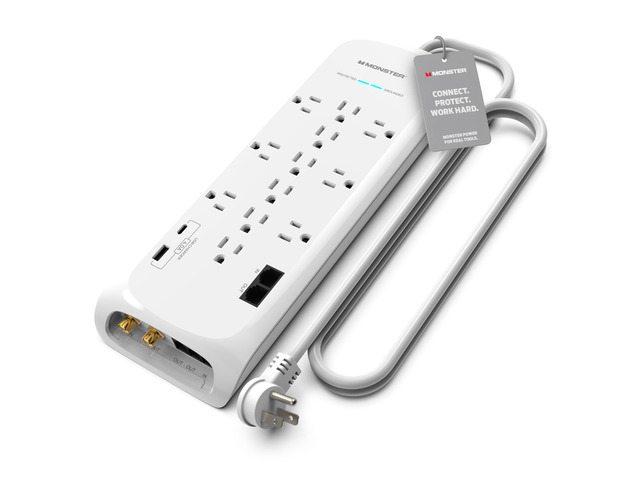 Power Surge Protector w/ 4050 Joule Rating Heavy Duty 6 FT Surge Protector Power Strip w/ 12 Outlets, 2 USB, 2 Coax, 2 Ethernet Ports Fireproof...