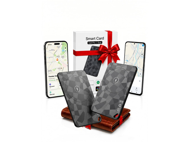 2 Pack Wallet Tracker Card (iOS and Android), 6-12 Years Battery Smart Card Bluetooth Slim Tracing Card, Work with Apple Find My & Google Find Hub,...