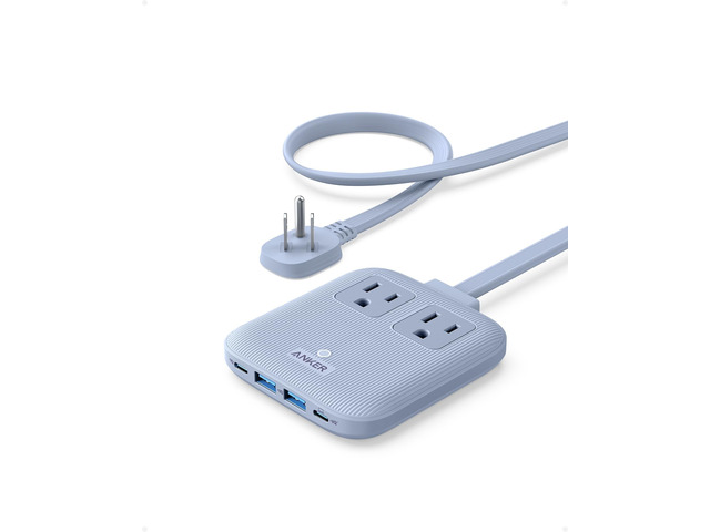 Travel Power Strip, Nano 67W Max 6-in-1 USB C Charger, 2 USB C 2 AC, 2 USB A, 5ft Thin Undetachable Flat Plug Extension Cord with Multiple Outlets,...