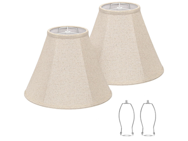 Bell Lamp Shades Set of 2, 6'Top x 13'Bottom x 10'High, Beige Lamp Shade Lampshade for Table Lamps Floor Lamps, Fabric Natural Linen Hand...