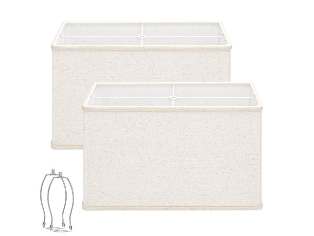 Rectangular Lamp Shades Set of 2, 16'L x 8'W x 10'H Large Rectangle Lampshades for Table Lamps Floor Lamps, Natural Linen Lamp Shade Replacement,...