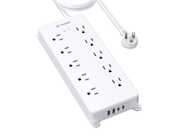 Power Strip Surge Protector 10ft, 4000J, ETL Listed 10 Widely Spaced Outlets, 2 USB A & 2 USB C Ports, Flat Plug Power Strip, Wall Mountable, for...