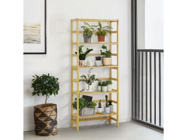 Bookshelf, 5-Tier Bookcase, Ladder Shelf with Bamboo Frame,Freestanding Storage Shelves Organizer, for Living Room, Home Office...