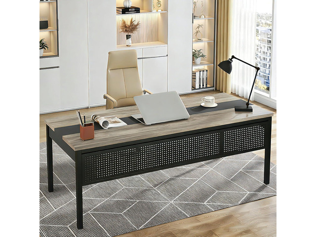 70.8-Inch Executive Desk, Large Office Computer Desk Workstation, Modern Simple Style Laptop Desk Study Writing Table Business Furniture for Home...