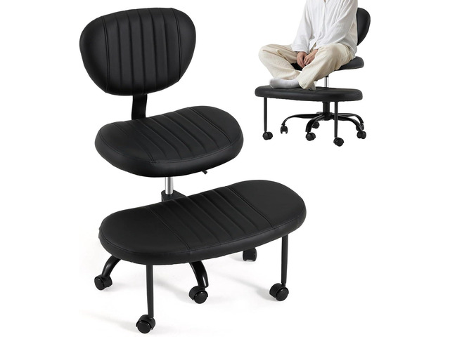 Ergonomic Cross Legged Chair ADHD Chair with Adjustable Height, Kneeling Desk Chairs for Meditation, Yoga, 360° Swivel Wheels Active Sitting Chair...