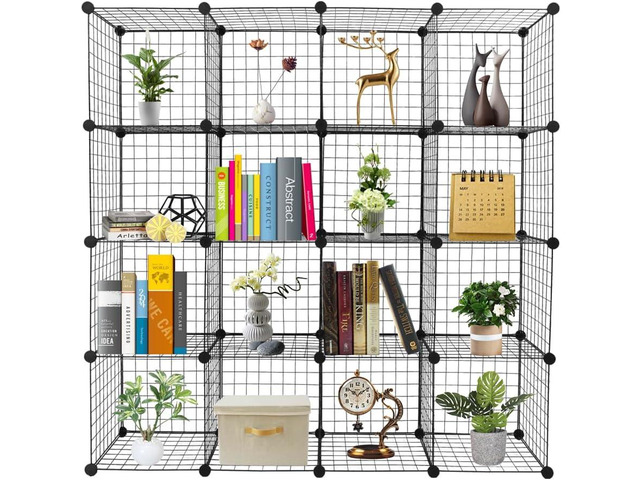 16-Wire Cube Organizer, Wire Storage Shelves & Bookcase, DIY Multifunctional Shelving Unit Durable Metal Grids Versatile Cubbies for Home & Office...