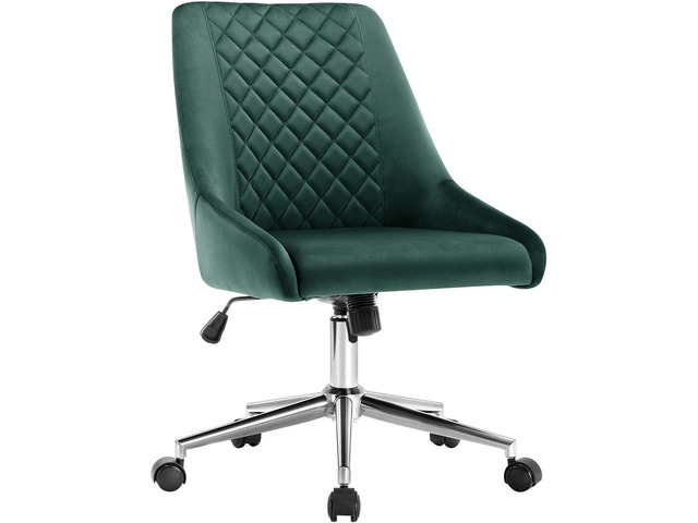 Velvet Home Office Chair with Wheels, Swivel Accent Chair with Backrest Adjustable Upholstered Armless Computer Desk Chair for Bedroom Living Room,...