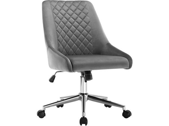 Velvet Home Office Chair with Wheels, Swivel Accent Chair with Backrest Adjustable Upholstered Armless Computer Desk Chair for Bedroom Living Room,...