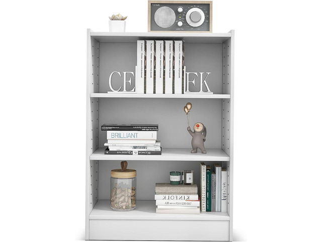 Moccha 3-Tier Bookshelf, Modern 3 Cube Bookcase with Adjustable Shelves, Anti-Tipping Device, Freestanding Open Book Shelf, Wood Cube Storage...