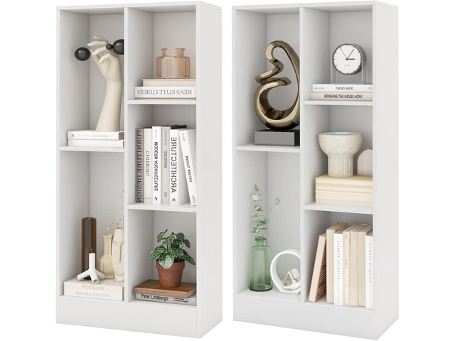 5-Cube Bookcase Set of 2, Freestanding Bookshelf w/2 Anti-toppling Kits, Modern Storage Unit, Wood Cubby Display Shelving, Multi-Tier Open Storage...