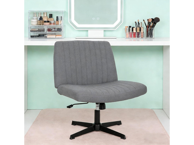 Cross Legged Office Chair Desk Chair Without Wheels,Vanity Chair with Back Ergonomic Swivel Armless Chair Adjustable Height 29-34 Comfy Meditation...