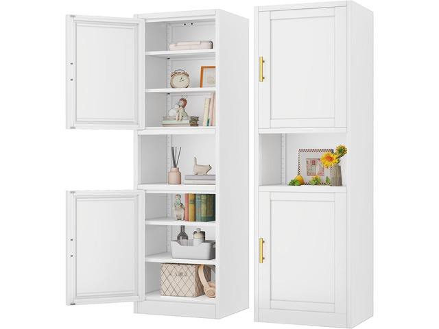 67' Tall Narrow Storage Cabinet Metal Bathroom Cabinet with 4 Adjustable Shelves, Freestanding Pantry Cupboard for Kitchen, Dining Room, Living...