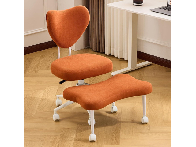Ergonomic Cross Legged Chair, Corduroy 360° Upholstered Swivel Meditation Chair with Wheels, Comfy Criss Cross Desk Chair for ADHD with...