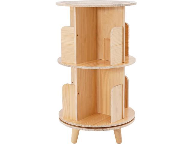 Rotating Bookshelf, Freestanding 360 Display Corner Bookshelf for Small Space,Solid Wooden Standing Bookcase Storage Rack, Portable Revolving...