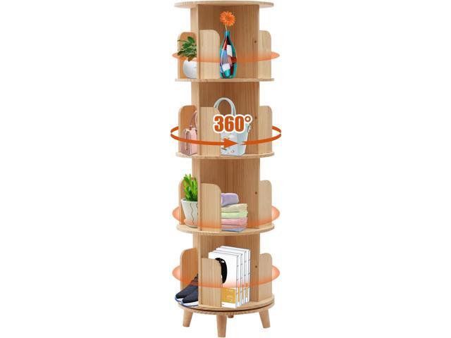 4 Tiers Rotating Bookshelf 360 Display Floor Standing Storage Rack for Kids & Adults Multi-Functional Organizer Spinning Tower Book Rack for...
