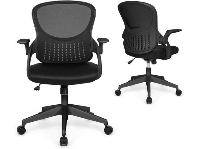 Ergonomic Flip-Up Office Chair, Breathable Mesh Cushion Desk Chair, Lumbar Support Swivel Task Rolling Chair with Wheels, Adjustable Height Home...