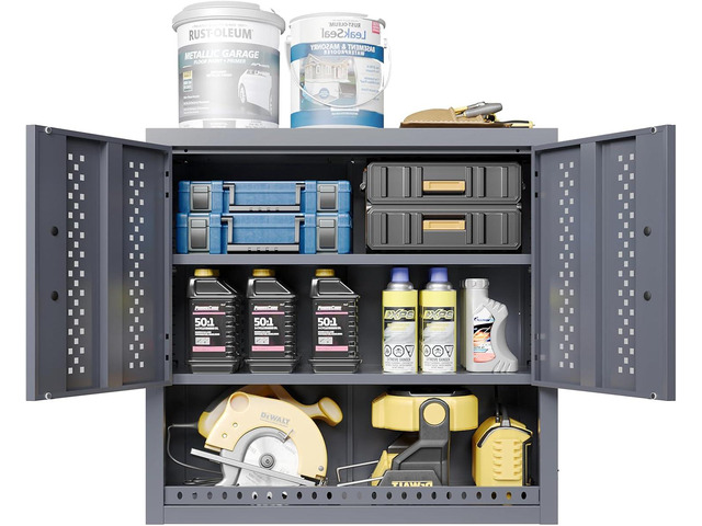 Metal Wall Storage Cabinet with Adjustable Shelf Steel Wall Mounted Garage Storage Cabinet with Doors for Basement Utility Room Warehouse Kitchen