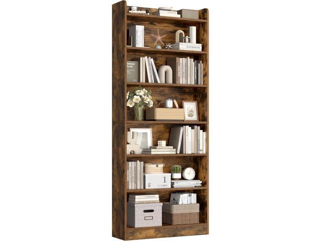 7-Tier Open Bookcase and Bookshelf, Modern Simple Floor Standing Display Storage Shelves with Top Open Compartment for Home Office, Study, Living...