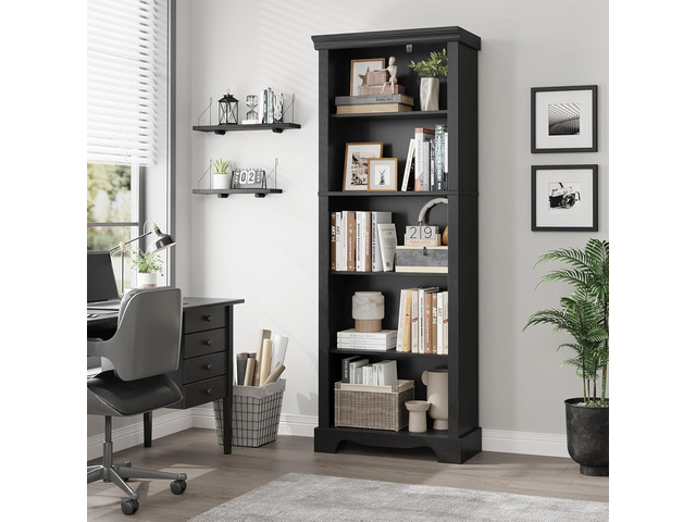 5-Tier Bookshelves and Bookcases, 61.1 inch Tall Bookshelf with Ample Storage Space, Wooden Bookcase, Modern Bookshelf for Study Room, Living Room,...
