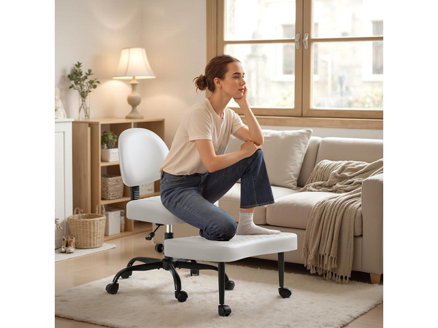 Ergonomic Cross Legged Office Desk Chair with Wheels, 360° Swivel and Adjustable Height for Meditation and ADHD,Criss Cross Kneeling Chair with...