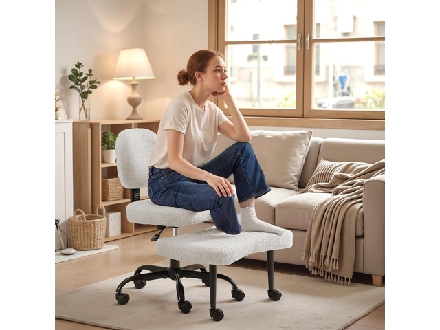 Ergonomic Cross Legged Office Desk Chair with Wheels, 360° Swivel and Adjustable Height for Meditation and ADHD,Criss Cross Kneeling Chair with...