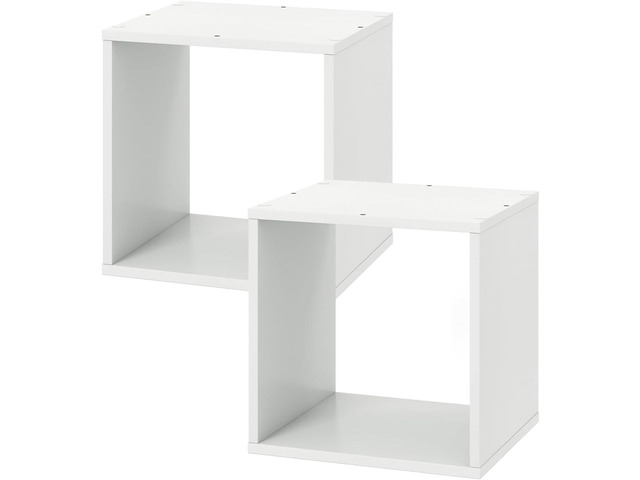 2 Stackable Cubes Bookcase, Wooden Cubby Storage Organizer with Anti-Tipping Device, Small Book Shelf for Small Space, Combination Square Bookshelf...