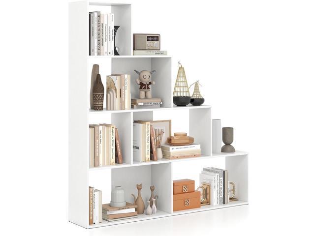 4-Tier Stepped Bookshelf, Freestanding 6 Cubes Ladder Bookcase with Anti-Tipping Kits, 64' Tall Modern Wooden Storage Display Rack for Home Office...