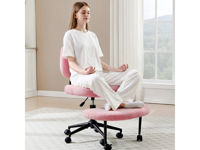 Criss Cross Chair Armless Office Chair for Cross Legged Sitting, 300lb Heavy Duty Ergonomic Desk Chair for ADHD, Adjustable Meditation Yoga...