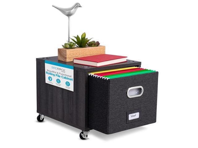 Rolling File Cabinet Decorative Storage Shelf w/Removable Bins, Handles, and Wheels Organize Files, Books, Toys, Under Desk Office Solution,.