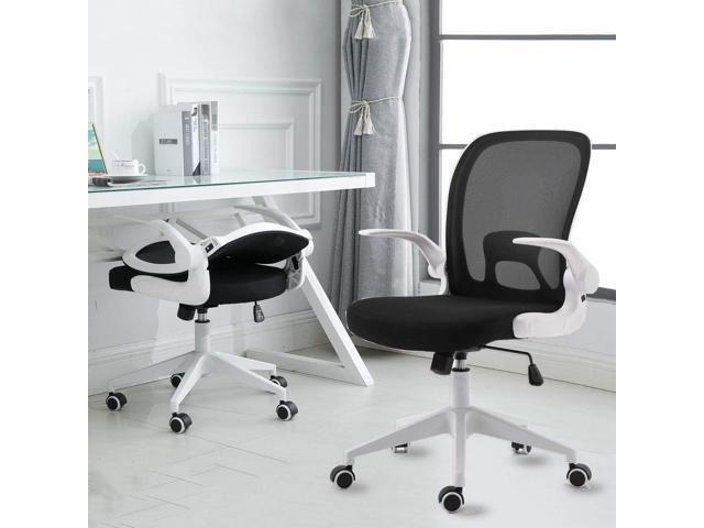 Foldable Office Chair - Home Office Desk Chairs with Wheels and Flip-Up Arms - Ergonomic Backrest Mesh Computer Chair Adjustable Swivel Rolling.