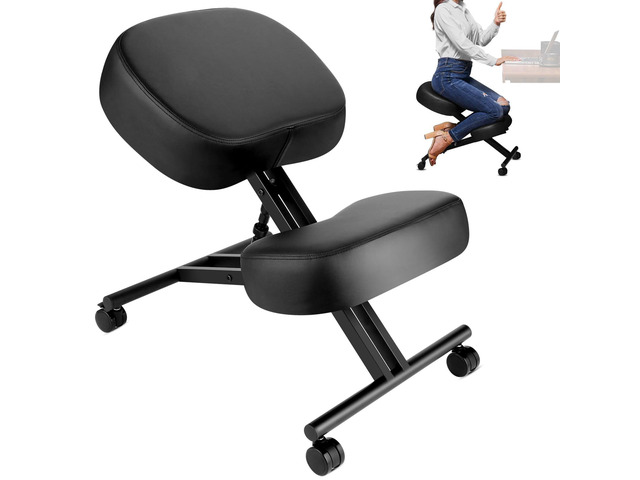 Ergonomic Kneeling Chair, Meditation Chair with Height Adjustable and Cushion for Home and Office, Posture Office Stool with an Angled Seat and...