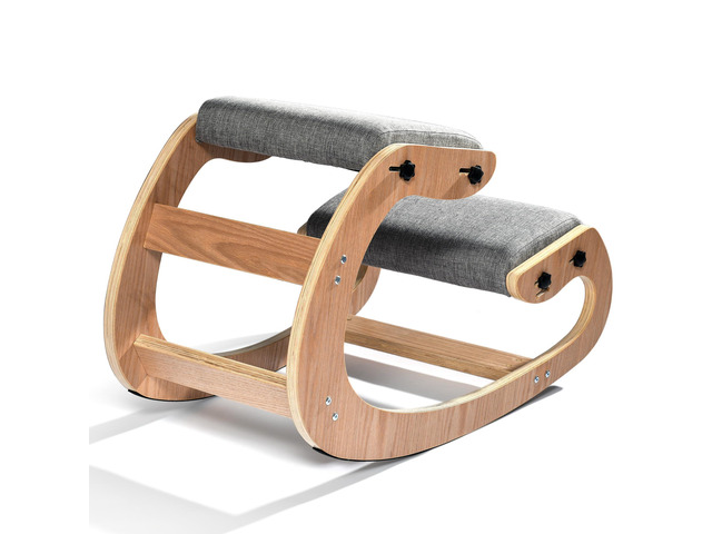 Kneeling Chair Ergonomic Posture Chair, Wood Adjustable Rocking Knee with Soft Padding, Natural Relief for Neck or Back Pain for Home Office, Max...