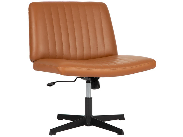 Criss Cross Chair, Armless Cross Legged Office Chair, Comfortable Vanity Chair with Back, Fabric Adjustable Wide Swivel Criss Cross Desk Chair for...