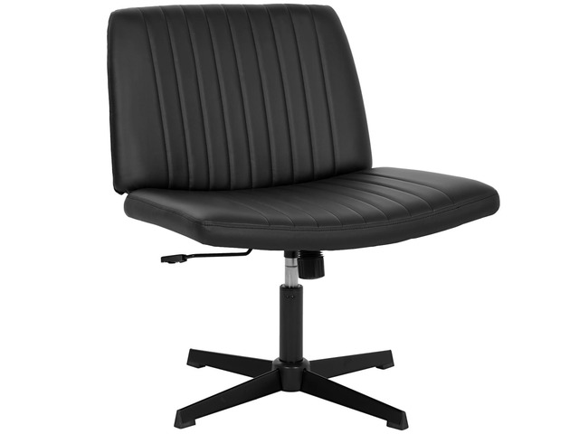 Criss Cross Chair, Armless Cross Legged Office Chair, Comfortable Vanity Chair with Back, Fabric Adjustable Wide Swivel Criss Cross Desk Chair for...