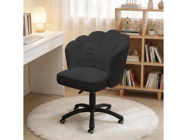 Home Office Desk Chair Swivel Rolling Vanity Chair with Silent Wheels and Comfortable Back, Adjustable Height Upholstered Computer Task Chair for...