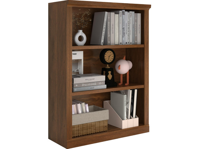 3-Tier Bookshelf Basic Book Case, Wooden Storage Shelves Rustic Bookshelf, D:12.8' x W: 29.53' x H:41.26', Sturdy Display Cabinet for Living Room,...