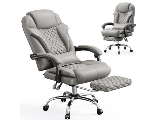 Big and Tall Office Chair 400lbs - Executive Ergonomic Desk Chair with Footrest, High Back Reclining Leather Chair with Lumbar Support for Home...