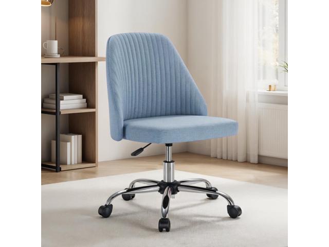 Armless Office Desk Chair, Modern Cute Swivel Vanity Chair Comfy Home Office Chairs with Wheels Height Adjustable Rolling Computer Task Stools for...