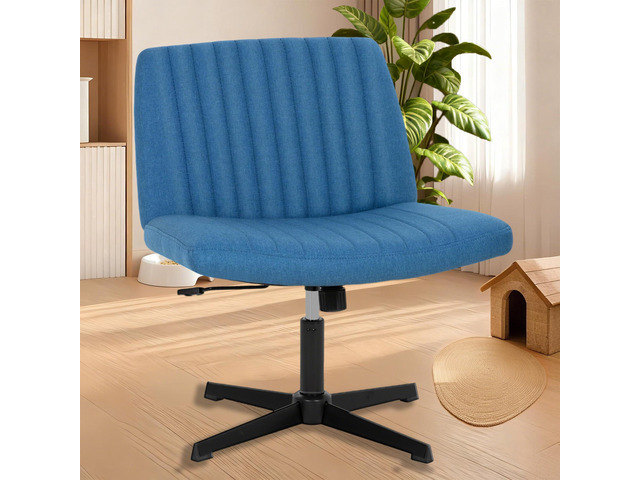 Criss Cross Chair, Armless Desk Chair no Wheels, Cross Legged Office Chair, Swivel Vanity Chair, Height Adjustable Wide Seat Computer Task Chair...