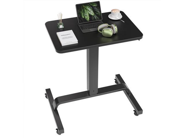 Height Adjustable Mobile Standing Desk with 360° Swivel Casters, 29'-45' Pneumatic Rolling Desk on Wheels, Perfect for Home Office, Bedroom, Living.